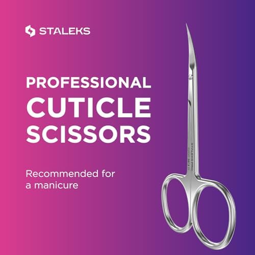 STALEKS Pro Expert 50 Type 3 Cuticle Scissors – Premium Quality Manicure Scissors – Stainless Steel Curved Scissors for Cuticles – Long Lasting Beauty Scissors for Cuticle Nail Care