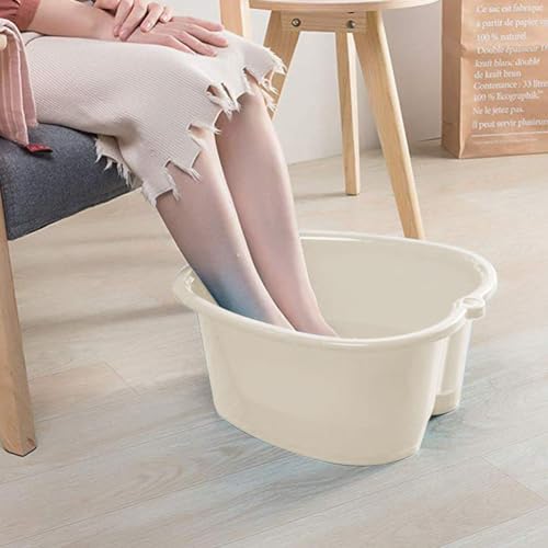Foot Soaking Tub Large Size Foot Basin Sturdy Soaking Feet Bucket Massager Tub Exfoliation Callus Pedicure Foots Spa Bath Bucket for Women and Men (White)