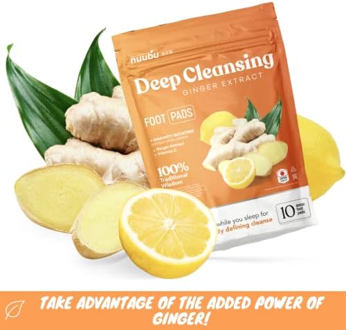 | Ginger Deep Cleansing Foot Pads for Better Sleep & Foot Care | Premium Japanese Organic Feet Pads with Ginger Powder (30 Pc)