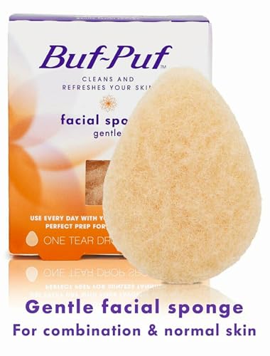 Buf-Puf Gentle Facial Sponge, Dermatologist Developed, Removes Deep Down Dirt & Makeup That Causes Breakouts and Blackheads, Reusable, Exfoliating, 3 Count