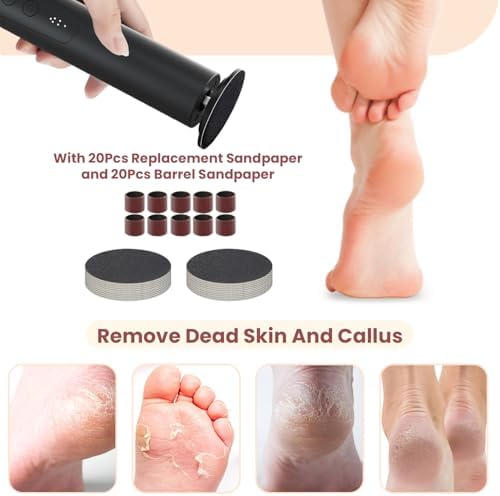 Electric Foot Callus Remover, 2 in 1 Electric Foot File Nail Grinder with 6 Speed, Rechargeable Callus Remover for Feet with 2 Mode Disc Sandpaper, Foot Sander Tool for Feet Dry Dead Skin