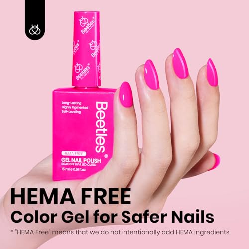 Beetles Neon Pink Gel Nail Polish - 15ml Hema-Free Long-Lasting & Vibrant Soak Off Nail Summer Neon Whispers Gel Polish Colorful Bottle Nail Art Manicure 0.51 Fl Oz