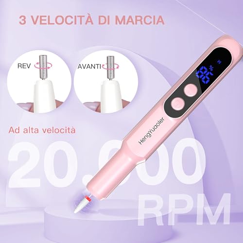Cordless Electric Nail Drill Professional 3 Speeds Nail Drill Kit for Acrylic Gel Dip, USB Portable Rechargeable 20000 RPM Efile Manicure Pedicure Polishing Shape Tools(Pink)