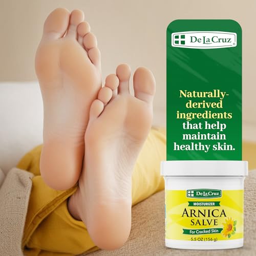 De La Cruz Arnica Salve - Foot Cream for Dry Cracked Heels and Feet - Moisturizing Hand Salve for Dried Hands - 24 Hour Moisture Foot Cream for Dry Cracked Feet and Rough Skin - JUMBO SIZE 5.5 OZ
