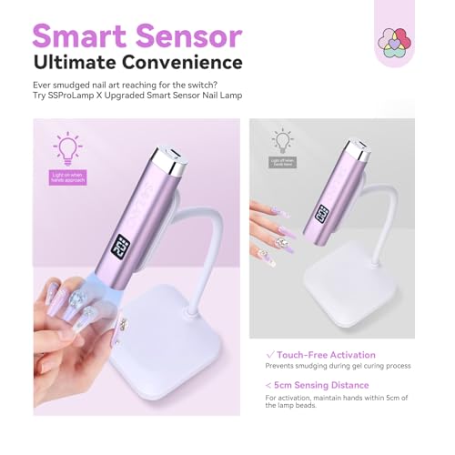 SAVILAND SSPro X U V Light for Gels Nails : 8s U V LED Nail Lamp with Smart Sensor 360° Rotatable Magnetic Nail Light Flash Cure Lamp for Gel Stand 2 Timer LCD Screen Nail Light Use Home DIY