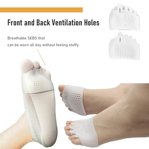 Hyggear Silicone Toe Separators with 2 Pairs Toe Socks for Women, Toe Straightener, Yoga Toes Toe Separators for Overlapping Toes to Foot Pressure Relief (2pairs toe separators + 2pairs toe socks)