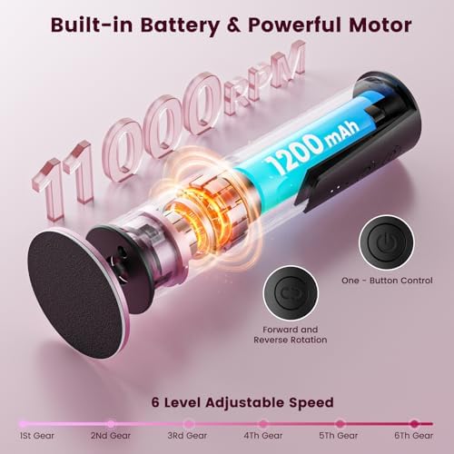 Upgrade Wireless Electric Callus Remover for Feet, 2 in 1 Rechargeable Electric Foot File Grinder for Heel Hand with 6 Speed and Sandpaper, Pedicure Tool for Feet Dead Skin