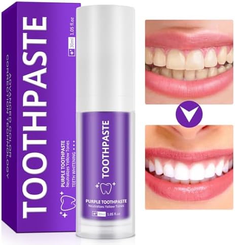 Purple Toothpaste, Teeth Whitening Colour Corrector Toothpaste for Teeth Whitening, Color Correcting Technology, Natural Removal Surface Stain