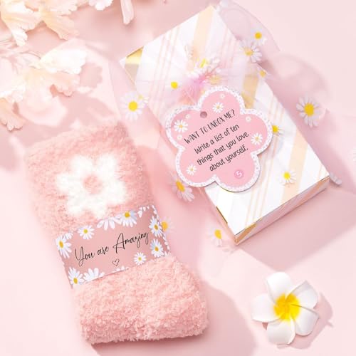 Birthday Gifts for Tween Teen Girls - 8 PCS Gifts Basket Teen Girl Gifts Trendy Stuff Girls Fun Empower Gift Box w/Task Tags Make up Brushes Makeup Bag, Graduation Gifts Idea for Her Niece Daughter