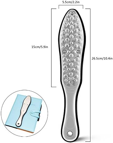 BEZOX Professional Foot File Callus Remover, Double Sided Pedicure Rasp for Cracked Heel and Dead Foot Skin - Heavy Duty Surgical Grade Stainless Steel - W/Cloth Storage Bag & Gift Box