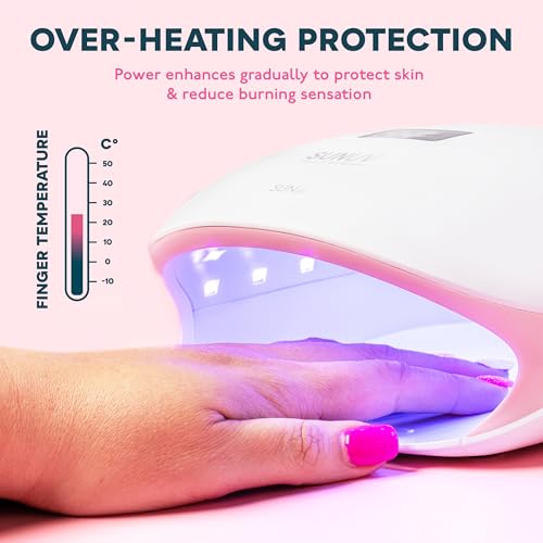 SUNUV LED UV Nail Light, 48W UV Lamp for Gel Nails Polish with 4 Timer Settings, LCD Display Removable Base, SUN4S Pink