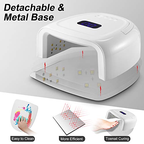 60W Rechargeable UV LED Nail Lamp, Faster Wireless Nail Dryer Gel Polish Light 42 Beads & Portable Handle, Professional Curing Lamp For Fingernail and Toenail, Auto Sensor & Quick Dry Nail Machine
