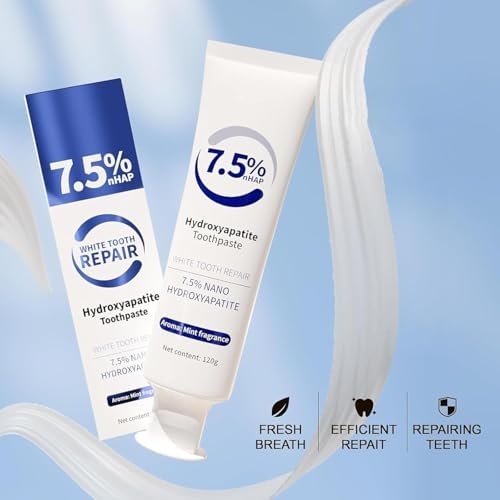 3 Pcs 7.5% Hydroxyapatite Toothpastes for Enamel Protection and Tooth Strengthening, Stain Removal, Whitening Tooth, Gentle Mint, Fresh Breath, Daily Use for Oral Health