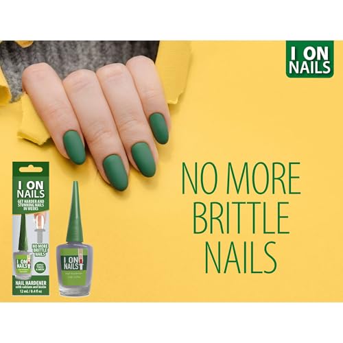 I On Nails Hardener with Calcium Biotin, Longer, Stronger, No More Brittle Nails Base Coat, Clear