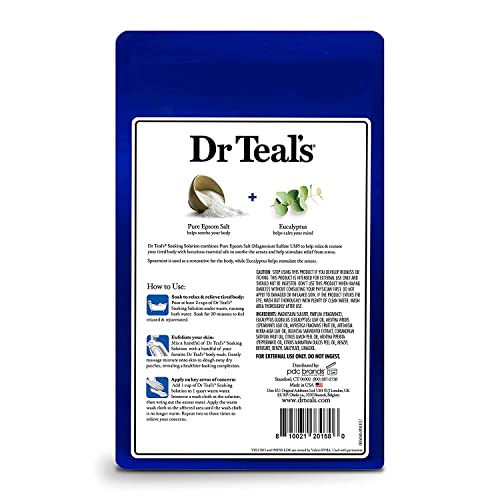 Dr. Teal's Pure Epsom Salt Soaking Solution Gift Set (3 Pack, 3lbs ea.) - Soothe & Sleep Lavender, Relax & Relief Eucalyptus with Spearmint, Wellness Therapy with Rosemary & Mint