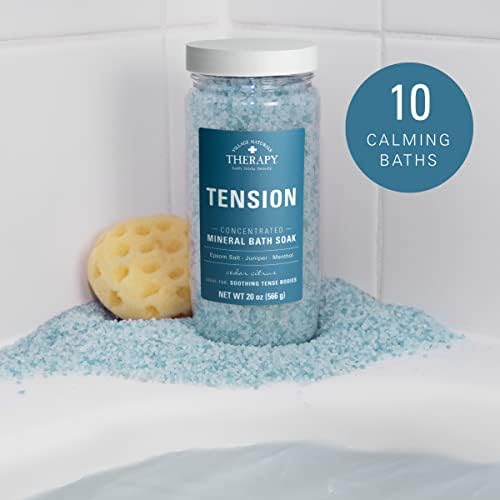 Village Naturals Therapy Tension Concentrated Mineral Bath Soak, Cedar Citrus Scent, 20 Oz, Pack of 3