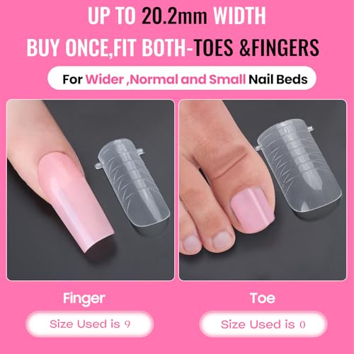 Poly Gel Nail Kit For Toes and Fingers,GlimightyX Straight Flat Dual Forms Reusable for Polygel,Pre-etched No-file Needed, 16 Sizes,with 1.35oz Nail Slip Solution, Dual-Ended Brush,Nail File &5 Clips