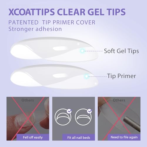 BTArtbox Extra Short Square Nail Tips - Short Squoval Gel Nail Tips, Natural Fake Nails with Tip Primer Cover, Pre-shaped Upgrade Matte Full Cover Nails for Home DIY Nail Salon