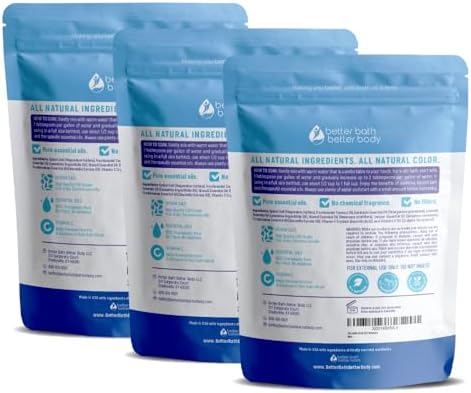 Sitz Bath Salt (3 Pack with Bamboo Scoop) Hemorrhoid Soothing Sitz Soak USP Grade Epsom Salt 3 Pouches 6 Lbs Total with Pure Essential Oils in BPA Free Pouch with Easy Press Seal Made in USA