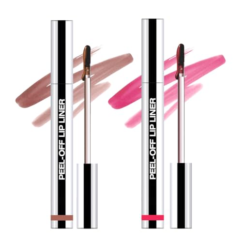 Hxssll 2Pcs Matte Liquid Lip Stain Peel Off Lip Liner Tattoo Set, Waterproof, Smudge-Proof, Peel Off Lip Stain Tattoo, Long-Lasting Non-Stick Cup Lip Gloss for All Skin Types (0.12 fl oz, #00+#02)