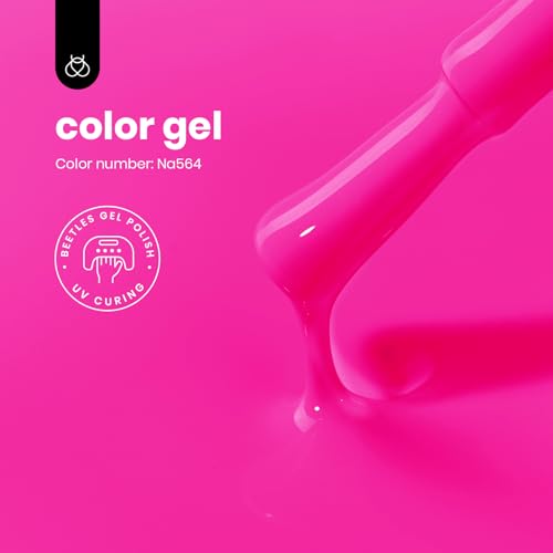 Beetles Neon Pink Gel Nail Polish - 15ml Hema-Free Long-Lasting & Vibrant Soak Off Nail Summer Neon Whispers Gel Polish Colorful Bottle Nail Art Manicure 0.51 Fl Oz
