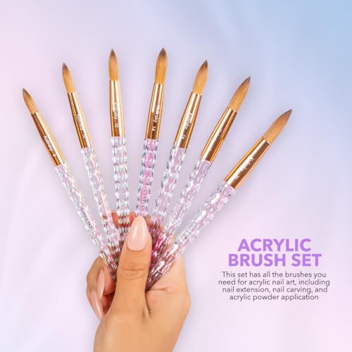 Kiara Sky Acrylic Brush #10 - Clear | 100% Pure Kolinsky | Crystal Cut Handle and Acetone Resistant
