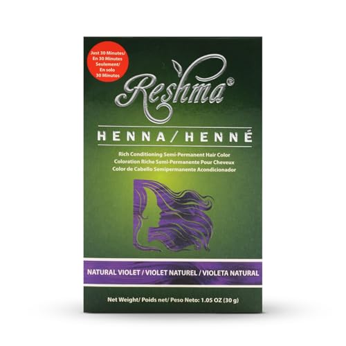 Reshma Beauty 30 Minute Henna Hair Color Infused with Natural Herbs, For Soft Shiny Hair, Henna Hair Color/Dye, 100% Gray Coverage, Semi-Permanent Ayurveda Hair Product, 1.05 oz, Pack of 1 (Violet)