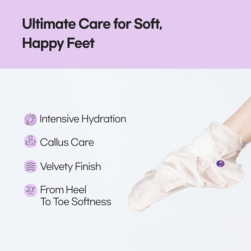 Epielle Relaxing Foot Masks 6 Pairs, Deep Moisturizing Socks for Dry Feet & Cracked Heels, Relieve and Soften with Melatonin & Lavender Extract, Korean Skin Care, Foot Spa, Self Care Gifts for Women