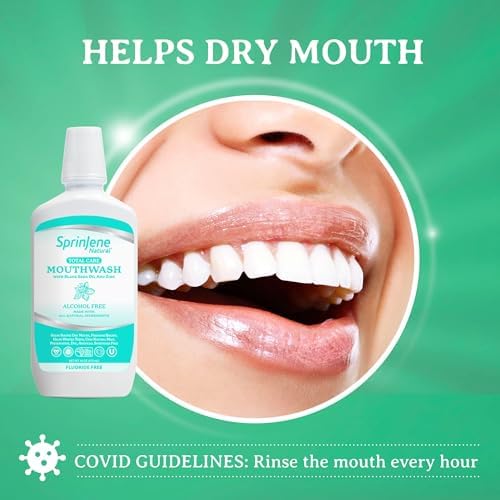 SprinJene Fluoride Free Mouthwash Alcohol Free for Fresh Breath Gum Health Dry Mouth Whitening Teeth w/Black Seed Oil, Zinc, Xylitol –All Natural Vegan Gluten Free Kosher Halal SLS Free& Non Toxic-2PK