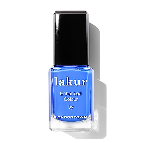 LONDONTOWN lakur Nail Polish - Chip-Resistant, Non-Toxic, Conditions & Hydrates Nails Glossy Shimmery Glittery Blue, .40 fl oz