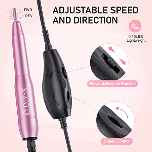 Portable Electric Nail Drill File Machine with Acrylic Nail Kit Set Professional 20000rpm Manicure Pedicure with Sanding Bands Brush for Nail Art Gel Nail Polish Tips Clippers