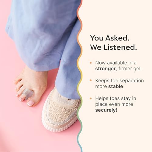 ZenToes Gel Toe Separators for Overlapping Toes, Bunions, Big Toe Alignment, Corrector and Spacer - 4 Pack (Firm Frosted Clear)