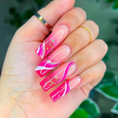 Makartt Nail Art Brushes Set: 5pcs Liner Brushes 7/9/11/15/25mm Thin Nail Art Design Brush with Cap Nail Polish Brush for Builder Gel 3D Nail Gel French Tip Tool Nail Painting