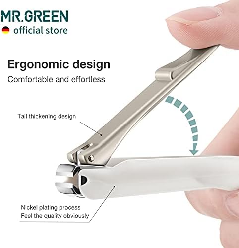 MR.GREEN Nail Clippers Anti Splash Fingernail Cutter Stainless Steel Manicure Tools Nail Scissors Detachable Design Nail Trimmer (Medium)