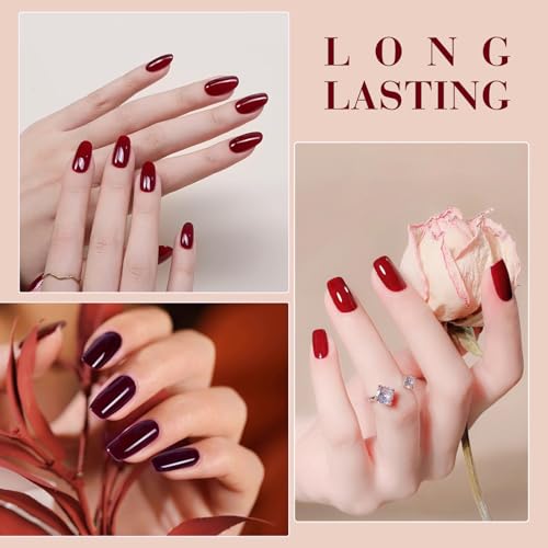 CANNI Red Gel Nail Polish Set – 6 Colors 9ML Classic Dark Red, Burgundy – Soak Off UV LED Gel Polish Kit for All-Season DIY Manicure, Nail Art, Salon & Home Use