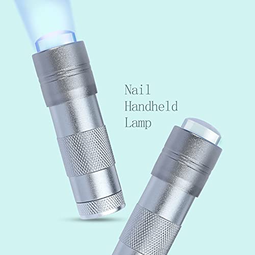 Handheld Nails Art UV Press Light, UV Lamp with French Nail Stamper Head Art Stamp Polish Print Quick Dry Lamp Small Glow Flashlights with 12 LED Lights, Portable Light Nail Dryer for Gel