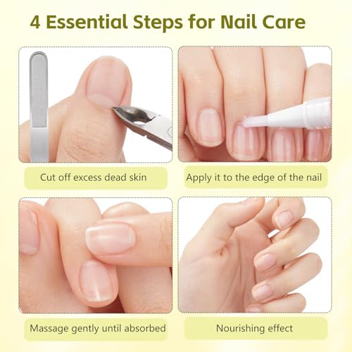 Rejuvenation Nail Growth Oil, Nail Oil for Growth and Strength Rejuvenation, Rejuvenation Nail Growth Serum for Nail Strengthener and Growth with Nails File (4PCS)