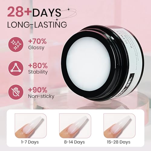 Solid Builder Gel for Nails Clear Nude White 3D Sculpture Nail Art Hard Gel with Chrome Powder for Carving Patterns Decoration Home Manicure DIY for Women