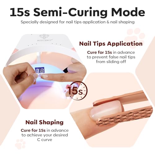modelones UV LED Nail Lamp, Gooseneck UV Light for Gel Nails, 48 W Nail Light for Gel Nail Polish with 3 Timers and LCD Display, LED Nail Lamp for Fast Curing