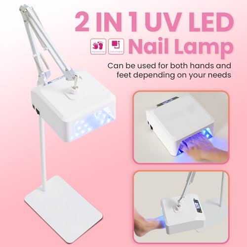 UV Foot Lamp, 78W Hanging Pedicure Lamp, Cordless UV Lihgt for Feet, LED Nail Light on an Arm, Wireless Gel Nail Polish Curing Floor Light for Nails (Whole Floor Lamp)