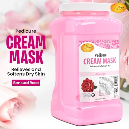 SPA REDI - Body and Foot Cream Mask, Sensual Rose, 128 Oz - Pedicure Massage for Tired Feet and Body, Hydrating, Fresh Skin - Infused with Hyaluronic Acid, Amino Acids, Panthenol, Comfrey Extract
