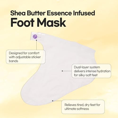 Epielle Hydrating Foot Masks 6 Pairs, Deep Moisturizing Socks for Dry Feet & Cracked Heels, Relieve and Soften with Shea Butter & Jojoba Oil, Korean Skin Care, Spa Set, Self Care Gifts for Women