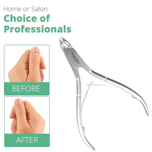 Cuticle Trimmer with Cuticle Pusher Professional Stainless Steel Cuticle Cutter Sharp Blades Double Spring Cuticle Nippers for Nail Care (Silver Nipper - Pack of 4)