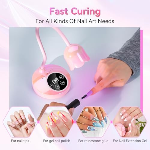 Makartt UV LED Nail Lamp - Mini UV Light for Gel Nails Polish Fast Curing Goosenecks Lamp 30W Rechargeable LED Nail Light Nail Dryer with 4 Timers & Auto Sensor for Salon Home DIY Use