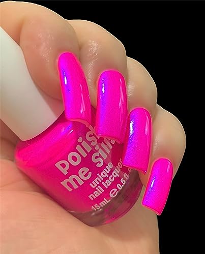 Barbee On The Glow - Neon Pink Blue NEON Glow Pop Collection MultiColor Shifting: Mylar Oil Slick Indie Nail Polish