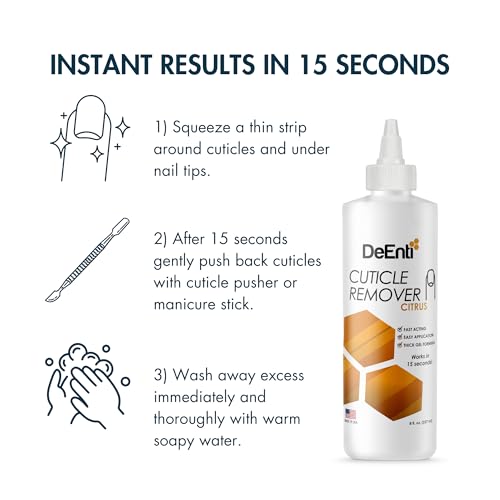 DeEnti Cuticles Maintenance Pack, Bundle Includes Citrus Scented Cuticle Remover, Cuticle Oil for Nails, and Metal Pusher Tool, Salon Grade Nail Care, Home Manicure and Pedicure Kit