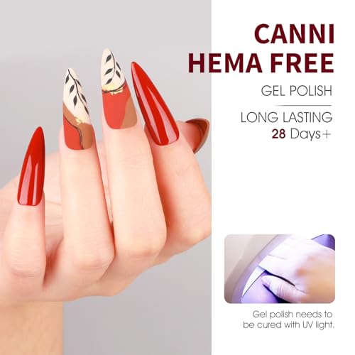 CANNI Red Gel Nail Polish Set – 6 Colors 9ML Classic Dark Red, Burgundy – Soak Off UV LED Gel Polish Kit for All-Season DIY Manicure, Nail Art, Salon & Home Use
