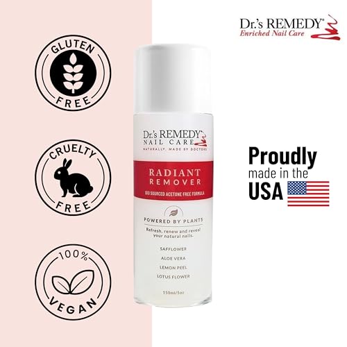 Dr.'s Remedy Organic Nail Polish Remover - Natural and Plant-Based Strengthener for Nails and Cuticles Nontoxic Moisturizing and Hydrating Non-irritating