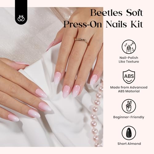 Beetles Press on Nails Kit 720Pcs 24 Colors, Press on Nails Short Almond Glossy Matte Glitter With Nail Glue & Nail Tabs Stickers, Natural Fit Lightweight Fake Nails Kit Art For Women Girls