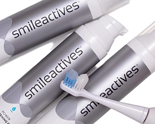Smileactives Vibrite Sonic Electric Toothbrush Heads, 3 White/Blue Replacement Brush Heads with Firm Tip Bristles for Teeth Whitening and Cleaning, Helps Remove Plaque (Not Compatible w/Wave Version)